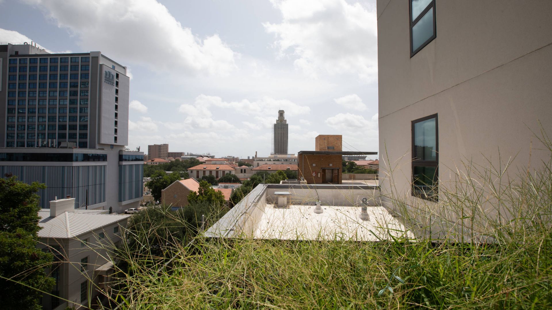 View toward the University of Texas Tower from Skyloft Austin.