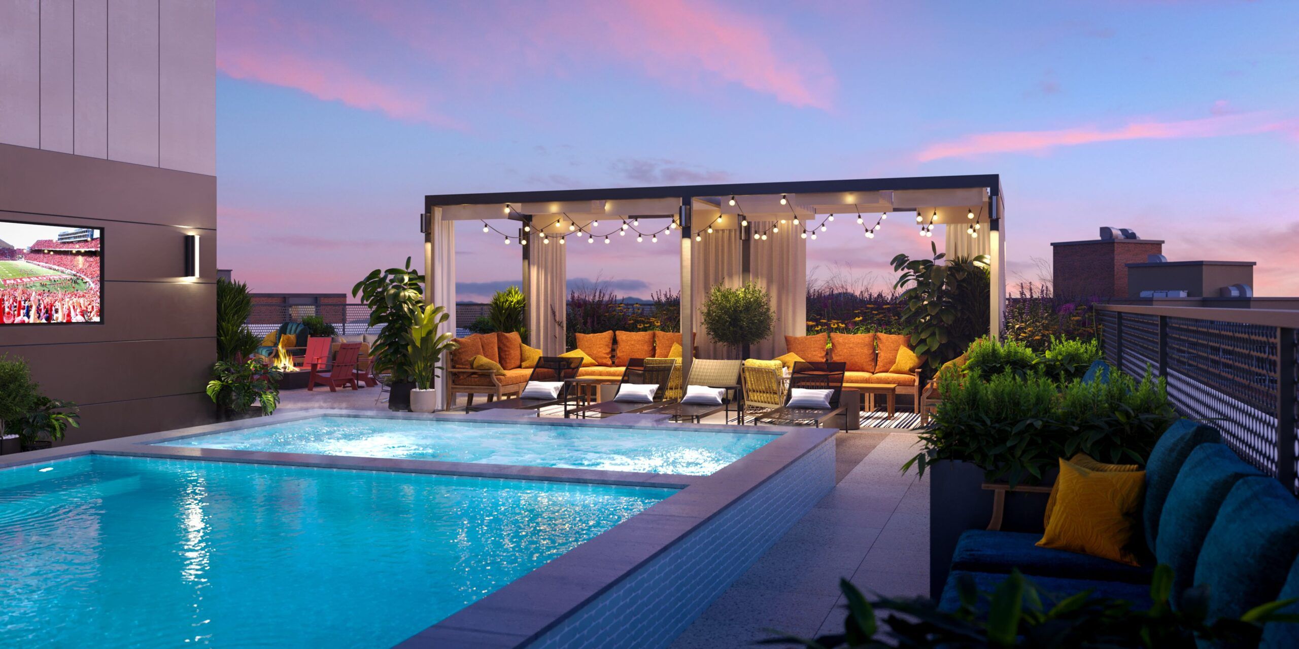 VERVE Madison pool rendering with beautiful pool and terrace